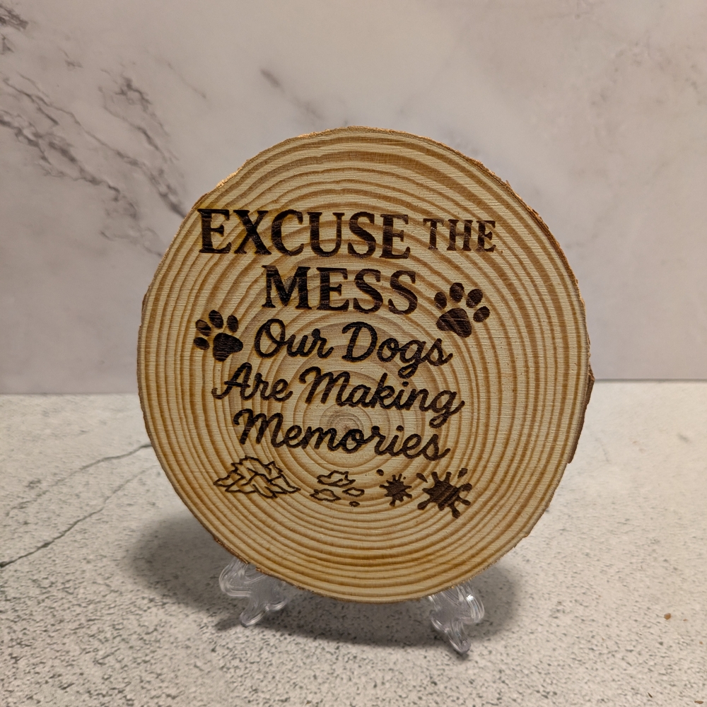 Wooden Dog Sign - Natural Brown